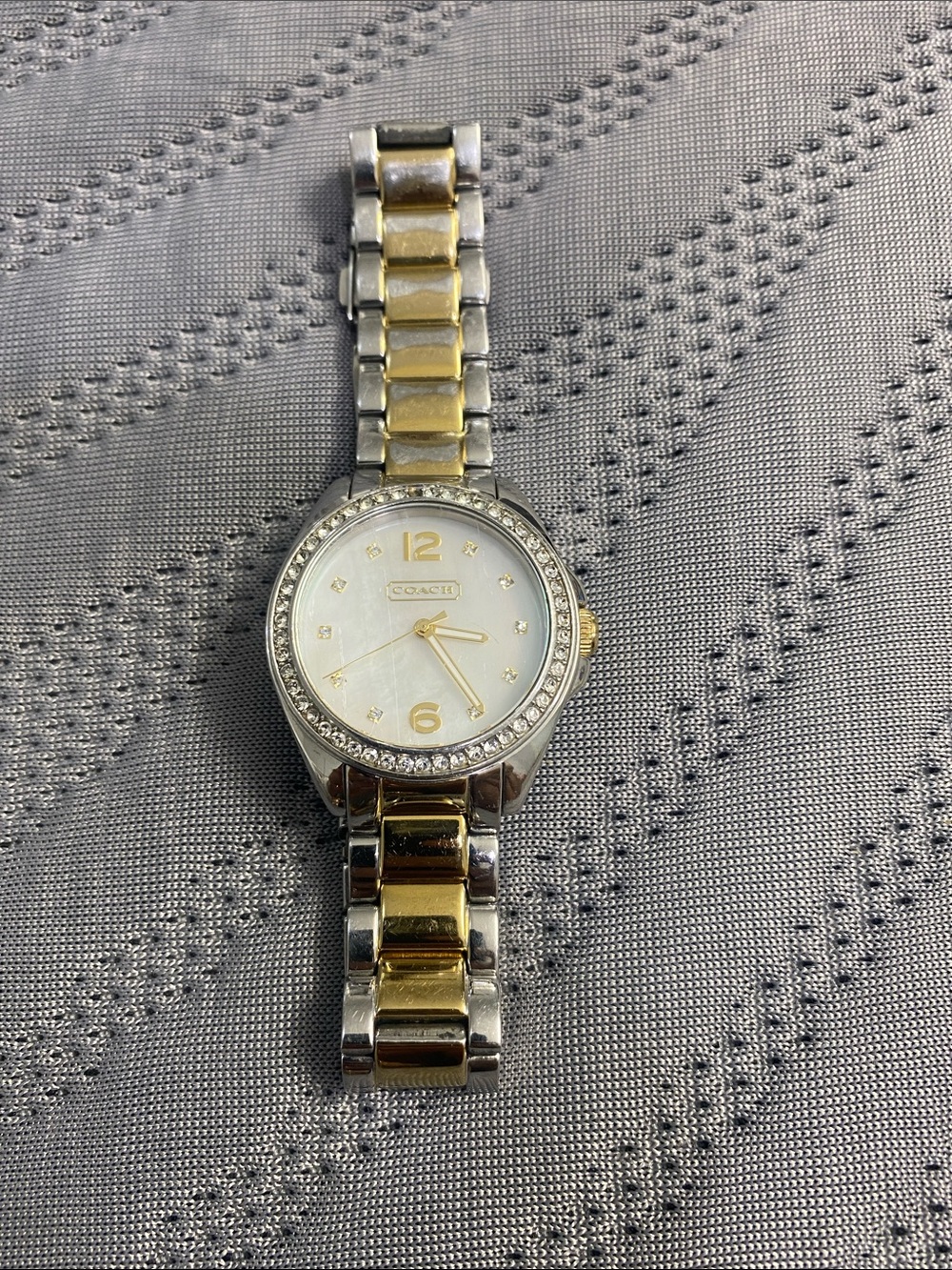 Coach Two-Tone Silver and Gold Mother-of-Pearl Dial Watch